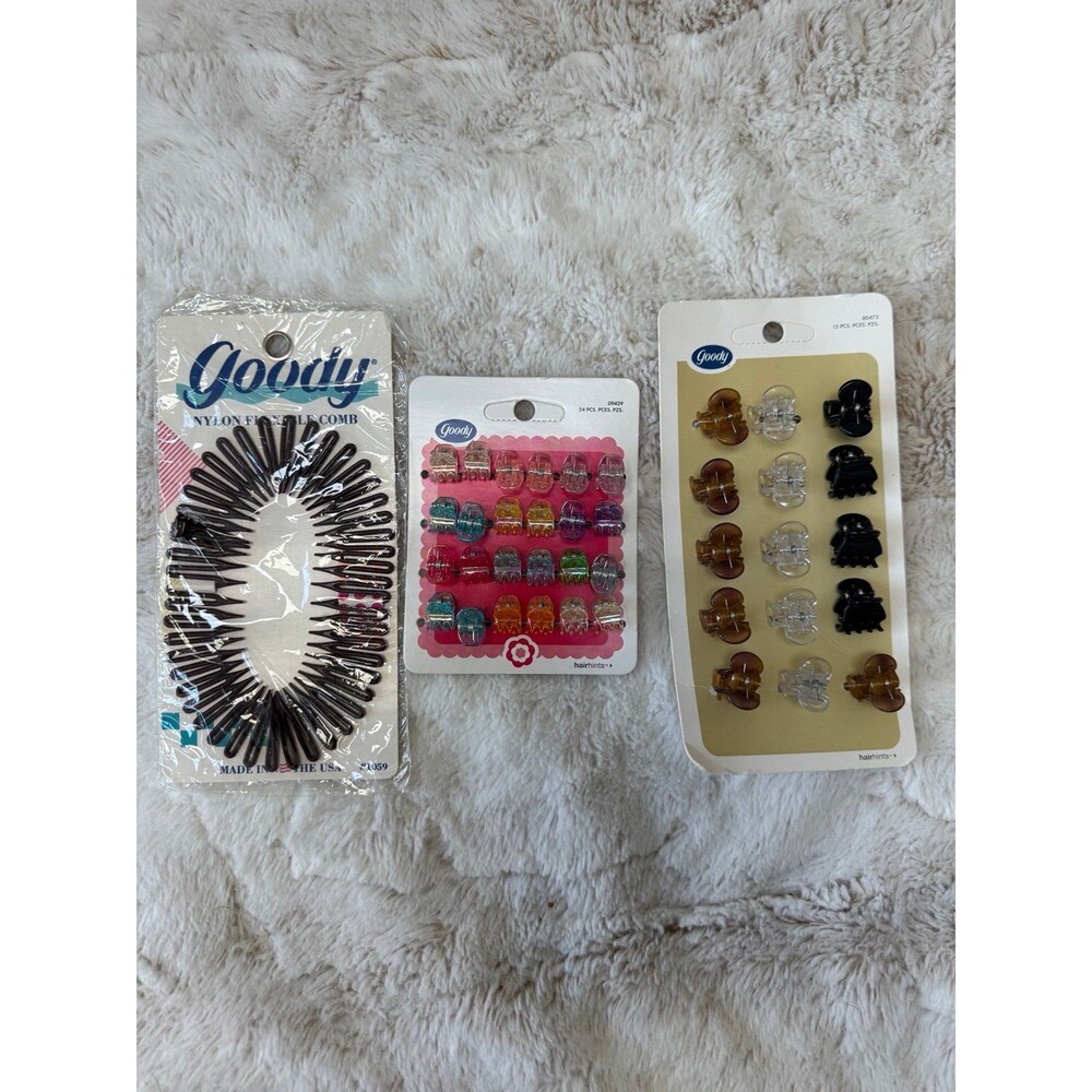 VTG Lot Goody Comb Mini Hair Claw Clips 90s Brown, Clear, Black, Bright Colors